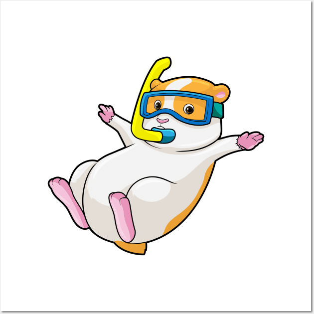 Hamster at Diving with Swimming goggles Wall Art by Markus Schnabel